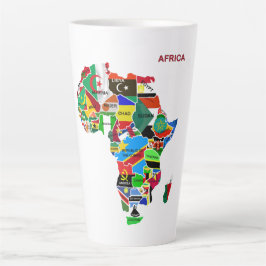 Taza De Café Latte Mapa de África con banderas
