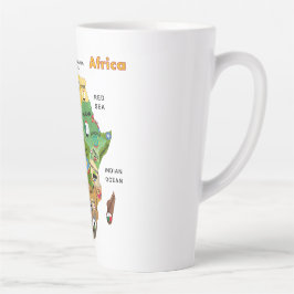 Taza De Café Latte Mapa de África con banderas Latte Mug