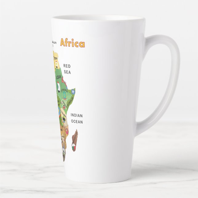 Taza De Café Latte Mapa de África con banderas Latte Mug (Derecha)