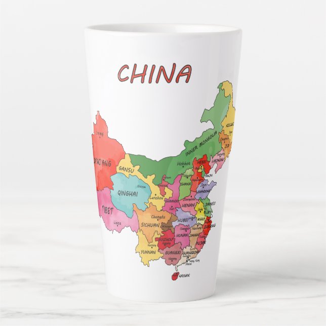 Taza De Café Latte Mapa de China (Anverso)