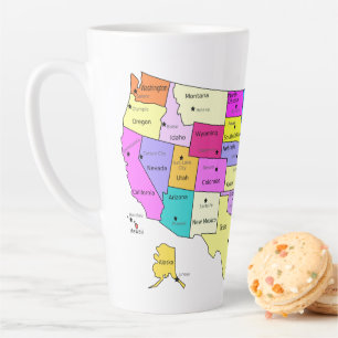 Taza De Café Latte Mapa de EE.UU. cubierto
