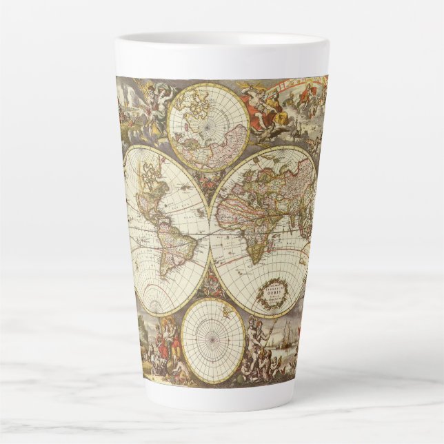 Taza De Café Latte Mapa del Antiguo Mundo de Frederick de Wit, c. 168 (Anverso)