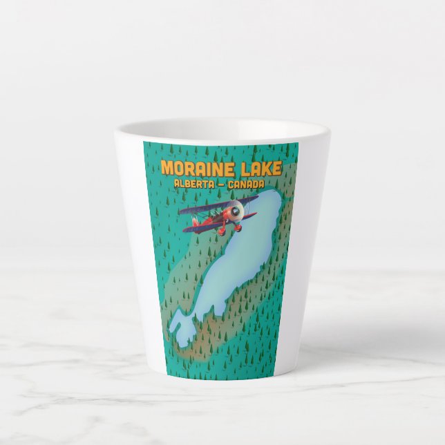 Taza De Café Latte Mapa del lago Moraine Alberta Canadá (Anverso)