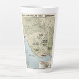 Taza De Café Latte Mapa del Sendero de Santa Cruz California Redwood