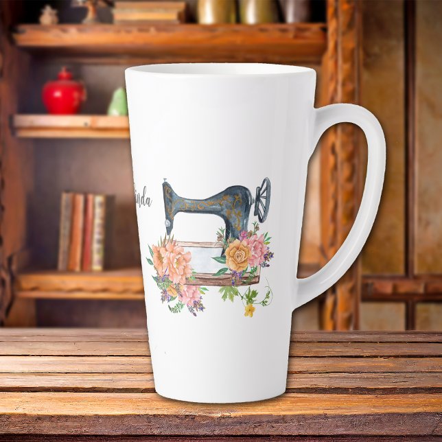 Taza De Café Latte Máquina de coser floral (Subido por el creador)