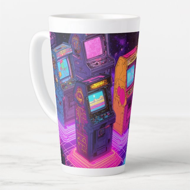 Taza De Café Latte Máquinas de Arcade Retro (Ángulo izquierdo)