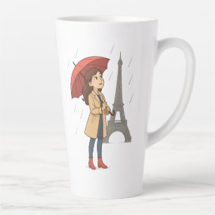Taza De Café Latte Maravilla parisina" – Dziewczyna z parasolką pod W