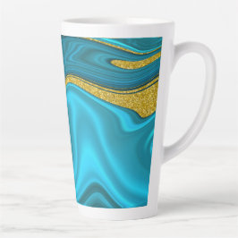 Taza De Café Latte Marbelix Turquoise Gold Latte Mug