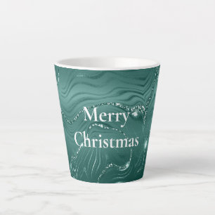 Taza De Café Latte Marble Glitzy verde esmeralda