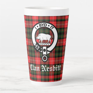 Taza De Café Latte Marca de Escudo Nesbitt y Tartán personalizada