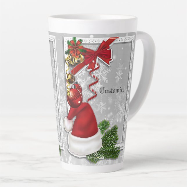 Taza De Café Latte Marco blanco personalizado de Santa Hat (Ángulo derecho)