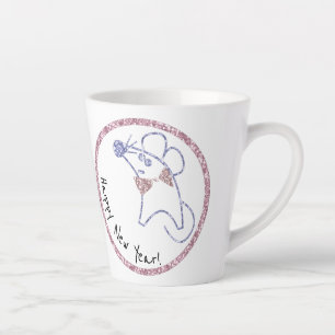 Taza De Café Latte Marco dorado, año nuevo, Navidad