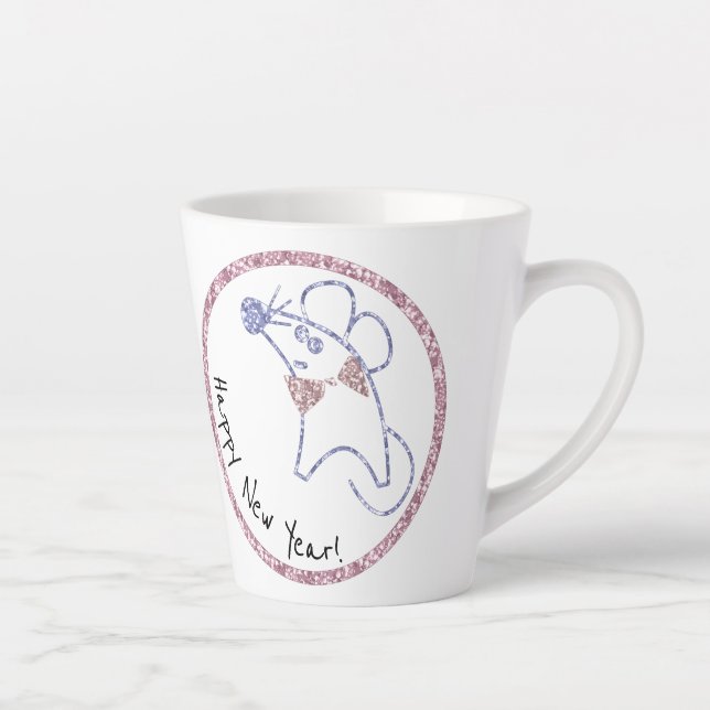 Taza De Café Latte Marco dorado, año nuevo, Navidades (Derecha)