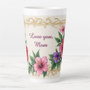 Taza De Café Latte Marco Floral Con Flores Coloridas