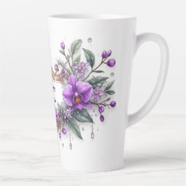 Taza De Café Latte Marco floral de orquídea púrpura