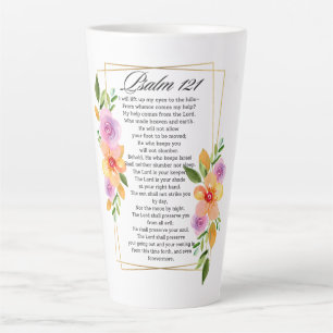 Taza De Café Latte Marco Geométrico Floral Psalm 121