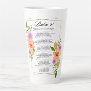 Taza De Café Latte Marco Geométrico Floral Psalm 91