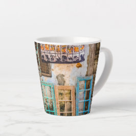 Taza De Café Latte Marcos de ventana coloridos