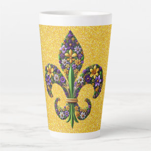 Taza De Café Latte Mardi Gras floral flor de lis