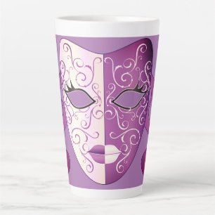 Taza De Café Latte Mardi Gras Mask Latte Mug 17 oz