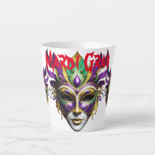 Taza De Café Latte Mardi Gras Mask Thunder_Cove