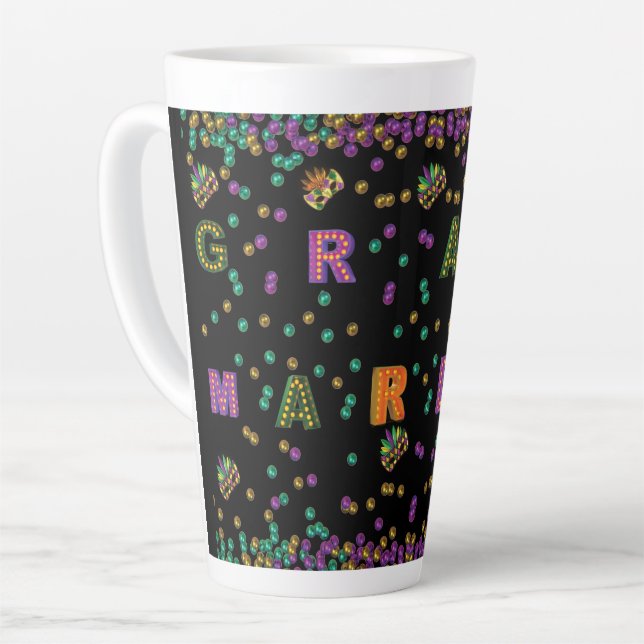Taza De Café Latte Mardi Gras moderno (Ángulo izquierdo)
