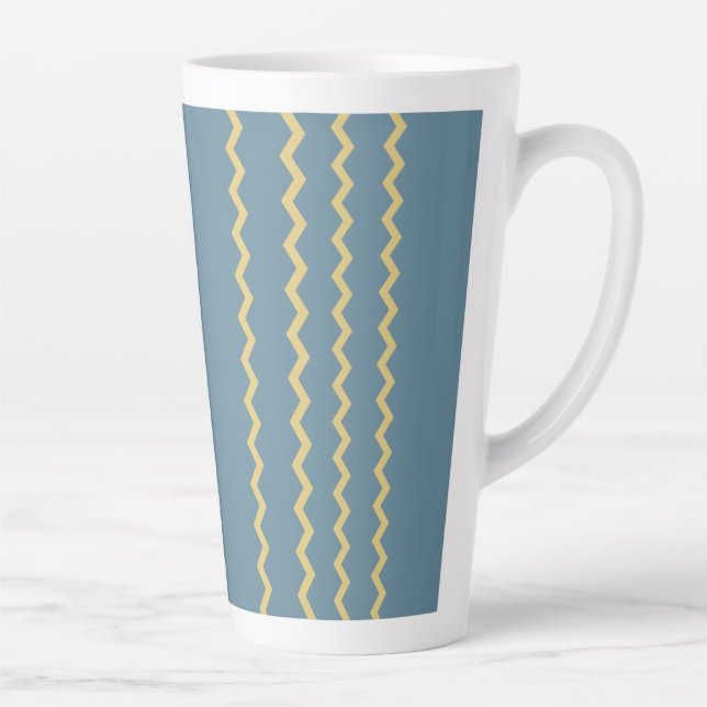 Taza De Café Latte Marea Teal  Olas Doradas  (Derecha)