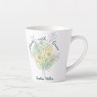 Taza De Café Latte Margarita Flor de Cumpleaños de Abril Personalizad