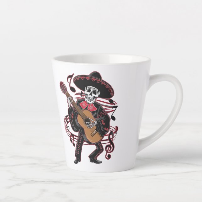 Taza De Café Latte Mariachi Skeleton Groove (Derecha)