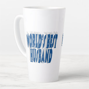 Taza De Café Latte Marido con texto azul marino