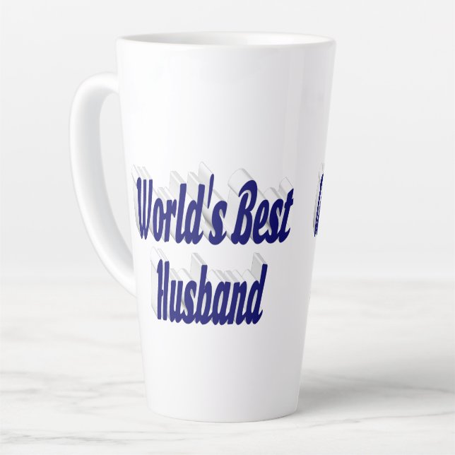 Taza De Café Latte Marido con texto azul oscuro (Ángulo izquierdo)