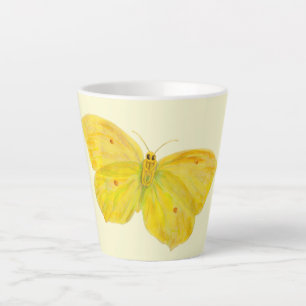 Taza De Café Latte Mariposa amarilla Frecuente Brillo volando