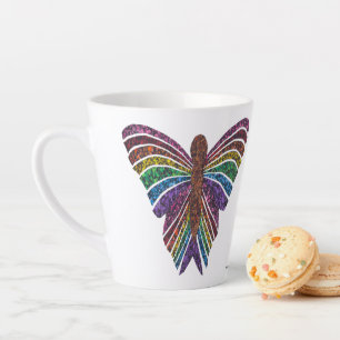 Taza De Café Latte Mariposa arco iris - Latte Mug (12 oz)