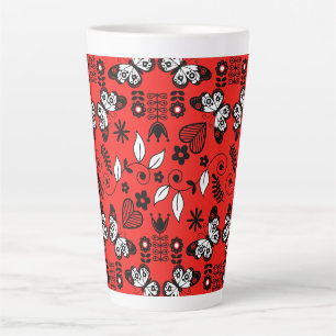 Taza De Café Latte Mariposa Arte folclórico escandinavo