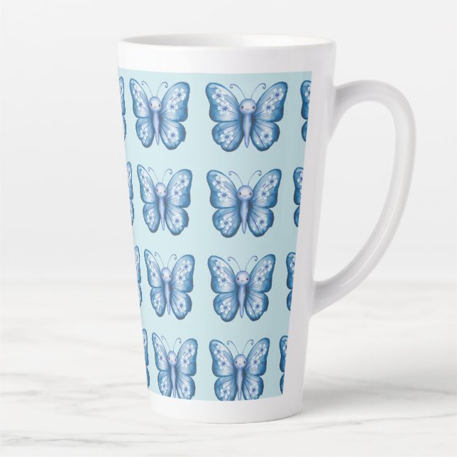 Taza De Café Latte Mariposa azul (Derecha)