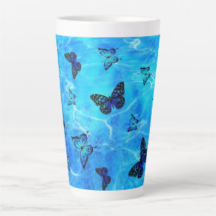 Taza De Café Latte Mariposa azul