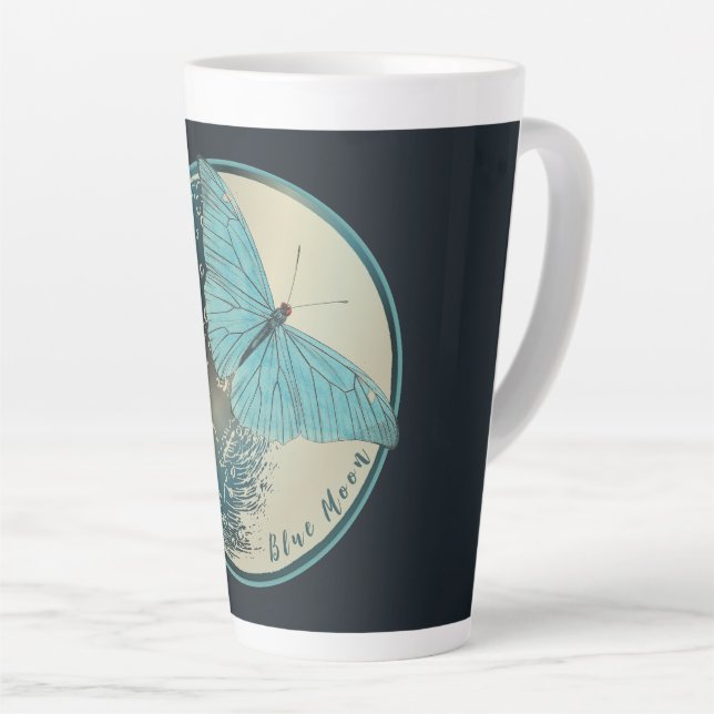 Taza De Café Latte Mariposa azul Moon (Ángulo derecho)