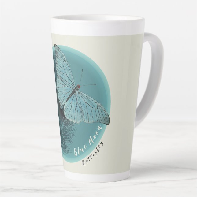 Taza De Café Latte Mariposa azul Moon (Ángulo derecho)
