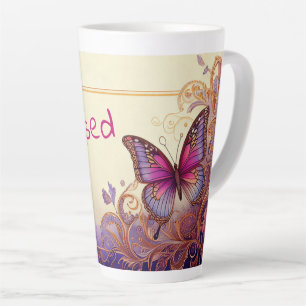 Taza De Café Latte Mariposa bendita y paisley y flores