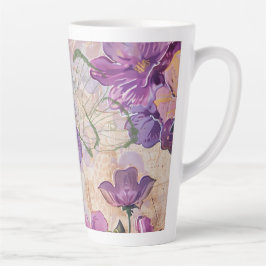 Taza De Café Latte Mariposa de algodón morada