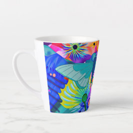 Taza De Café Latte Mariposa de colores brillantes