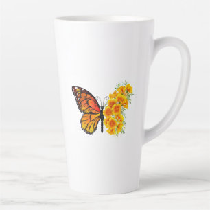 Taza De Café Latte Mariposa de flor con amapola de California amarill