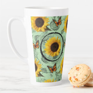 Taza De Café Latte Mariposa de girasol Latte Mug