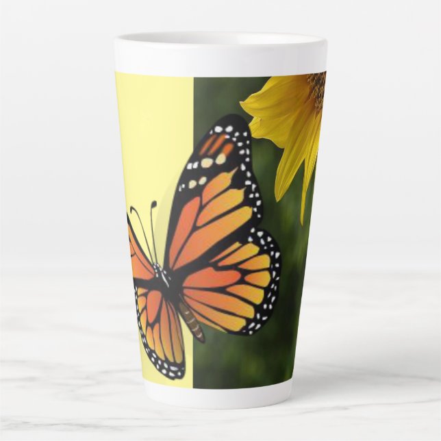 Taza De Café Latte Mariposa de girasol Latte Mug (Anverso)