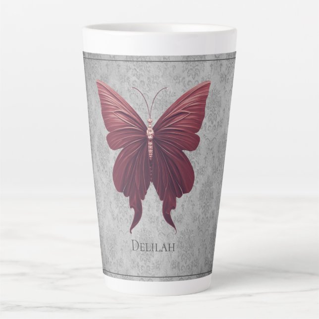 Taza De Café Latte Mariposa de Jeweld Rojo (Anverso)
