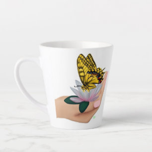 Taza De Café Latte Mariposa en Lotus Bloom