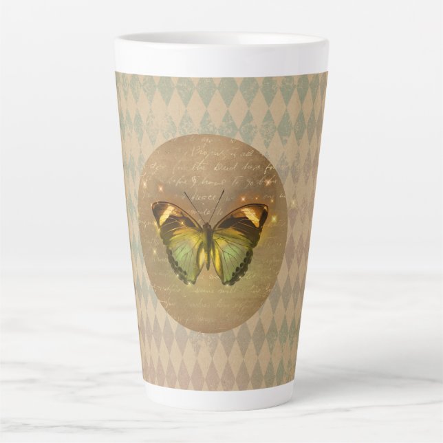 Taza De Café Latte Mariposa encantada (Anverso)