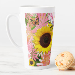 Taza De Café Latte Mariposa girasol Bumblebee Latte Mug