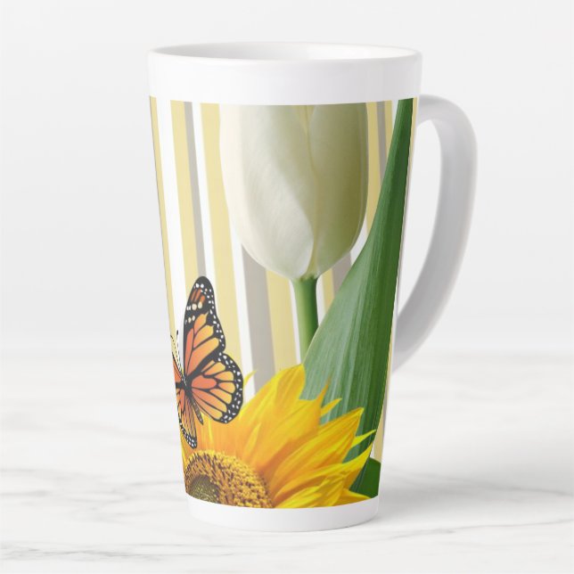 Taza De Café Latte Mariposa girasol Tulip Latte Mug (Ángulo derecho)