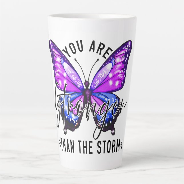 Taza De Café Latte Mariposa más fuerte (Anverso)